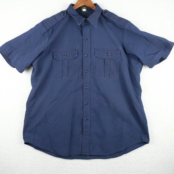 Propper Button Up Shirt Mens Extra Large Navy Blue Short Sleeve Workwear Army - Picture 1 of 9